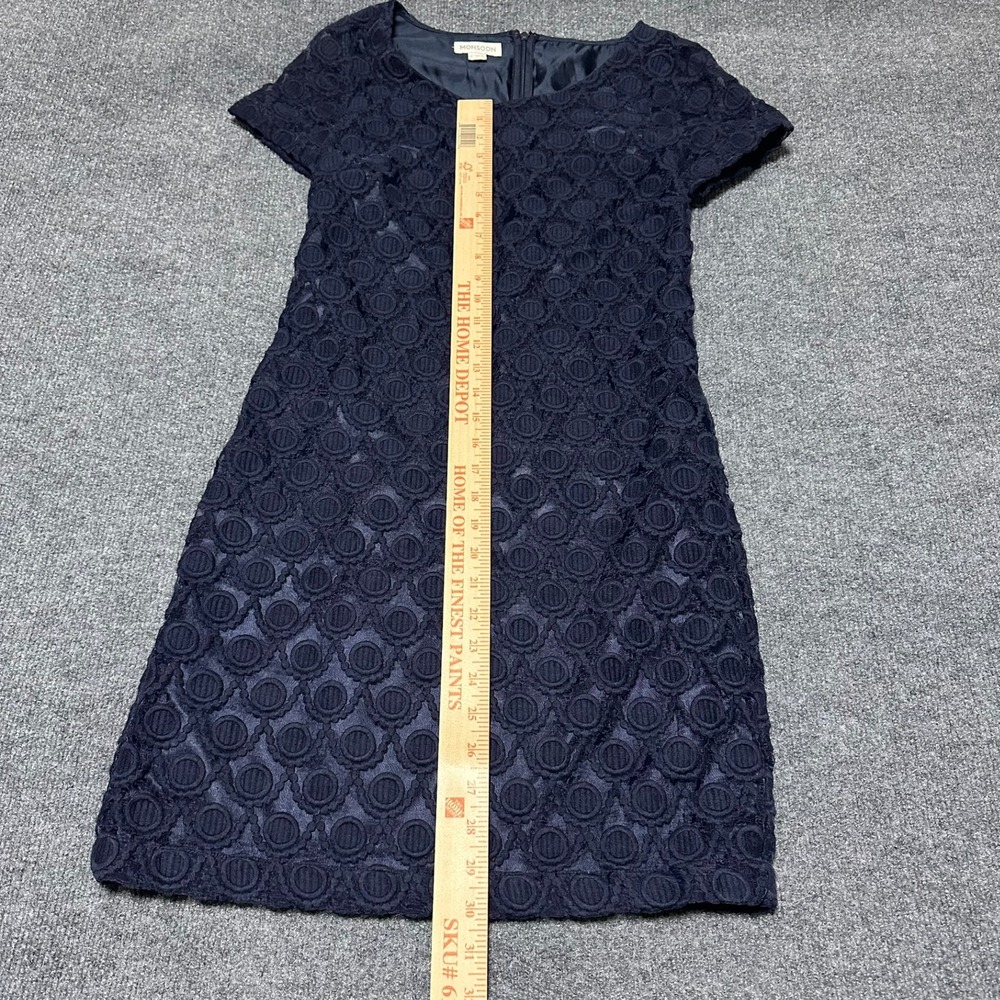 Monsoon Navy Blue Lace Overlay Short Sleeve Shift Dress US 4 UK 8 EUR 36 - Picture 4 of 5